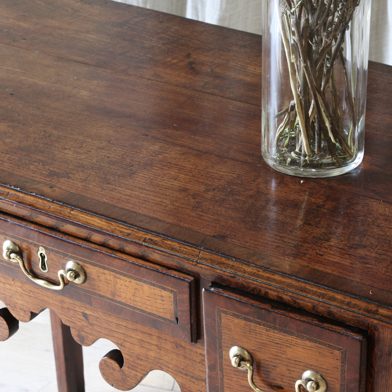 Georgian Three Drawer Oak Side Table